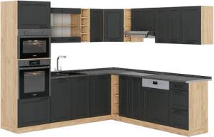 Vicco Winkelküche R-Line, Anthrazit Landhaus/Goldkraft Eiche,