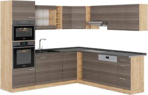 Vicco Winkelküche R-Line, Edelgrau/Goldkraft Eiche, 237