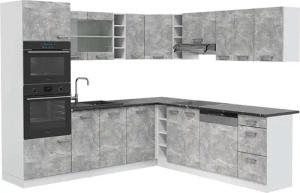 Vicco Winkelküche R-Line, Beton/Weiß, 237 x