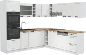 Vicco Winkelküche R-Line, Weiß Landhaus/Weiß, Ohne
