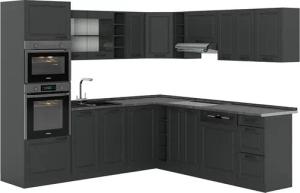 Vicco Winkelküche R-Line, Anthrazit Landhaus/Anthrazit, 237