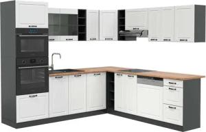 Vicco Winkelküche R-Line, Weiß Landhaus/Anthrazit, 237
