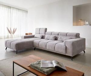 DELIFE Ecksofa Ordino, Cord Silbergrau 285x200
