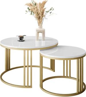 Lookway Couchtisch LORI 2in1 GOLD Runder