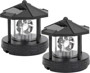 BlingBin LED Solarleuchte Solar Rotierender Leuchtturm