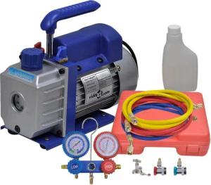 vidaXL Klimamesser Vakuumpumpe Einstufig mit 2-Wege-Verteiler-Manometer