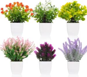 Künstliche Zimmerpflanze 6-teiliges Set künstlicher Blumentöpfe,