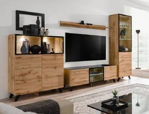 ASM-Moebel Wohnwand Wohnwand THIN mit Led