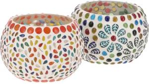 Guru-Shop Windlicht 2 handgearbeitete Glas Mosaik