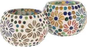 Guru-Shop Windlicht 2 handgearbeitete Glas Mosaik