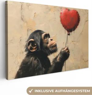 OneMillionCanvasses® Leinwandbild Straßenkunst - Schimpanse -
