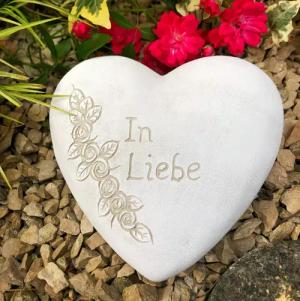 Radami Gartenfigur XXL Grabherz Spruch Grabschmuck