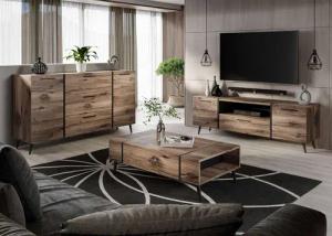 ALLHOUSE24 Wohnzimmer-Set Flagstaff Eiche LOFT Kommode
