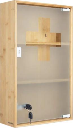 Navaris Medizinschrank Medikamentenschrank abschließbar aus Bambus