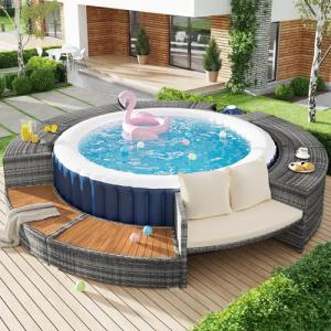 Odikalo Whirlpool Spa-Pool Gartenmöbel-Set Stauraum Lounge-Set