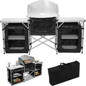 Clanmacy Campingtisch Campingküche aus Alu, 164.5x52x104cm,