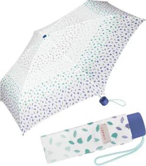 Esprit Taschenregenschirm kleiner, handlicher Schirm für Damen, zarte Blütenblätter in farblicher Abstufung - blau
