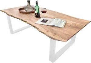 SAM® Baumkantentisch White_Beach, Akazienholz, Baumkante, Metallgestell