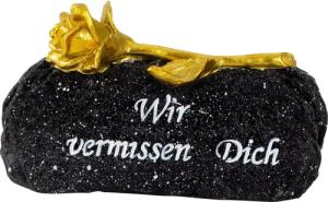 MF Grabkerze Gedenkstein mit goldener Rose