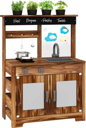 COSTWAY Outdoor-Spielküche Holz, Kinder Matschküche, Outdoor,