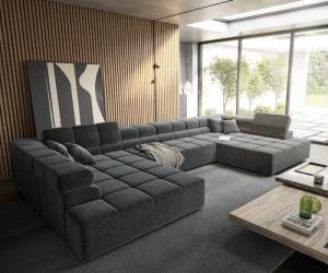 DELIFE Wohnlandschaft Phia, Velour Grau 430x220