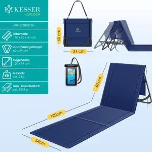 KESSER Gartenliege Strandmatte klappbar mit verstellbarer
