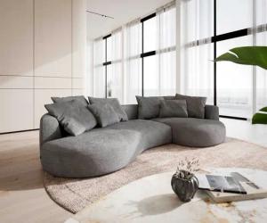 DELIFE Big-Sofa Edina, Mikrofaser Grau 330x170