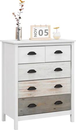 HOMCOM Kommode mit 5 Schubladen, Griff,