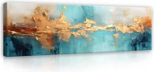 Wallarena Leinwandbild Abstrakt Marmor Blau Gold