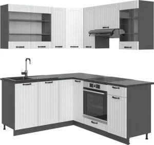 Vicco Winkelküche Fame-Line, Weiß Landhaus/Anthrazit, 160