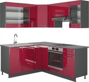 Vicco Winkelküche Fame-Line, Bordeaux Hochglanz/Anthrazit, 160x190cm
