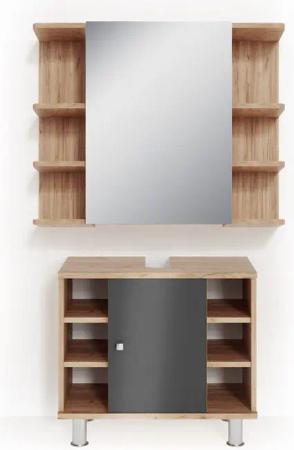 Vicco Badmöbel-Set Fynn, Eiche/Anthrazit, 2 Teile,