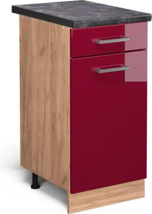 Vicco Unterschrank R-Line, Bordeaux Hochglanz/Goldkraft Eiche,