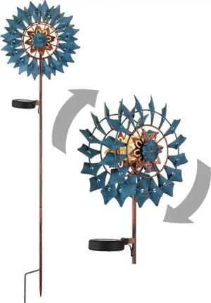 bmf-versand LED Solarleuchte Windrad Metall Garten