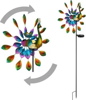 bmf-versand LED Solarleuchte Windrad Metall Garten
