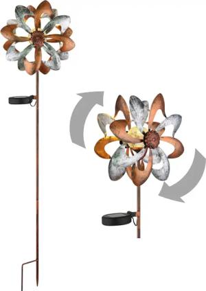 bmf-versand LED Solarleuchte Windrad Metall Garten