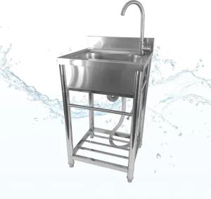 Lemodo Küchenspüle Spültisch freistehend, Wasserhahn mit
