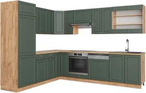 Vicco Winkelküche Fame-Line, Grün-Gold Landhaus/Goldkraft Eiche,