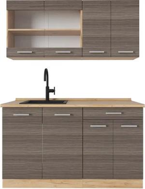 Vicco Küchenzeile R-Line, Edelgrau/Goldkraft Eiche, 140