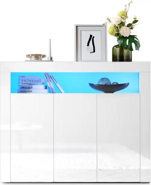 SONNI Kommode Sideboard Weiß Hochglanz mit