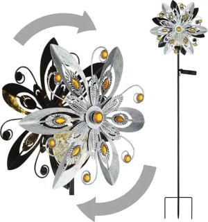 bmf-versand LED Solarleuchte Windrad Metall Garten
