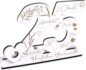 Dekolando Deko-Buchstaben Aufsteller Zahl 25 Geburtstag