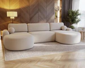 Compleo Ecksofa Design U-Form Ecksofa Bouclé,