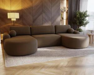 Compleo Ecksofa Design U-Form Ecksofa Bouclé,