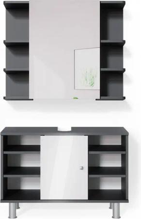 Vicco Badmöbel-Set Fynn, Anthrazit/Weiß, 2 Teile,