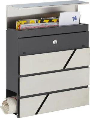 relaxdays Briefkasten Moderner Briefkasten mit Zeitungsfach