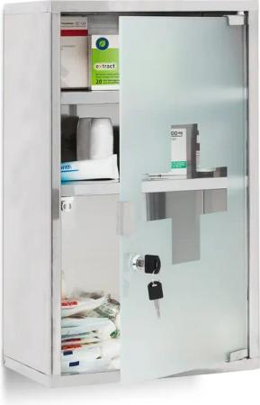 relaxdays Medizinschrank EMERGENCY Edelstahl XL