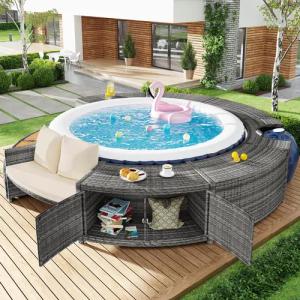 Ulife Gartenlounge-Set Whirlpool Gartenmöbel Poolumrandung Rund