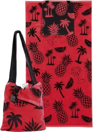 Delindo Lifestyle Strandtuch Strandtuch mit Schultertasche,