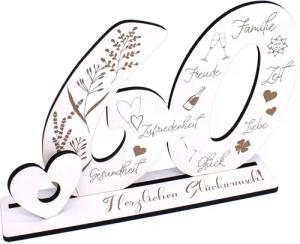 Dekolando Deko-Buchstaben Aufsteller Zahlen 60 Geburtstag